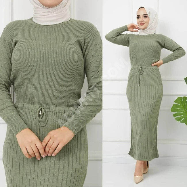 فستان صوف نسائي طويل 