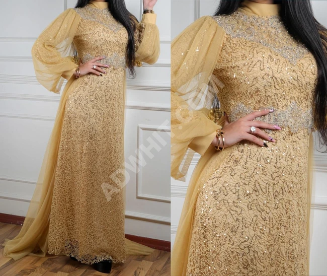 فستان سهرة نسائي طويل مناسب للمحجبات