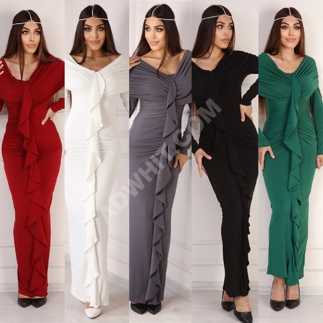 فستان سهرة نسائي بأكمام طويلة 