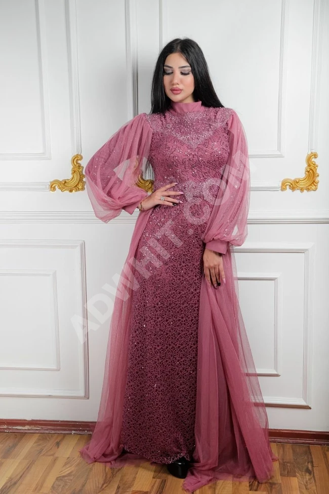 فستان سهرة نسائي طويل مناسب للمحجبات