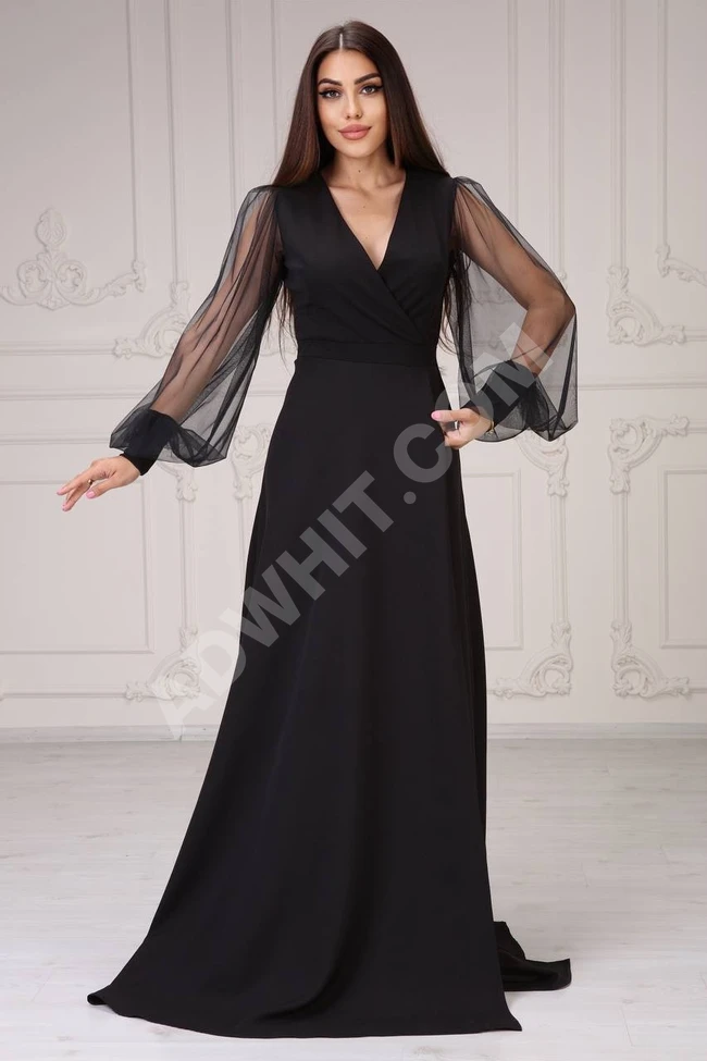 فستان سهرة نسائي اسود طويل 