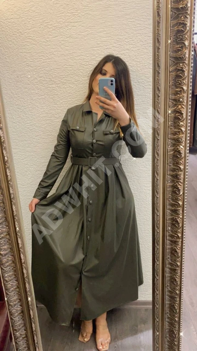 فستان جلد نسائي طويل 