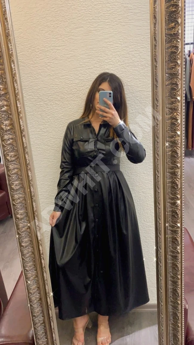 فستان جلد نسائي طويل 