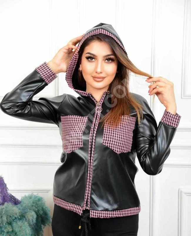 جاكيت جلد نسائي قصير 