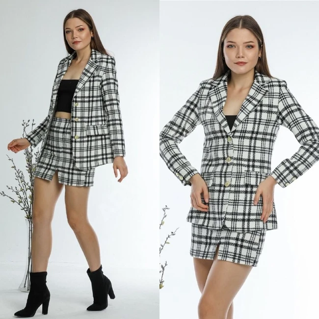 طقم نسائي قطعتين بلوز مع تنورة