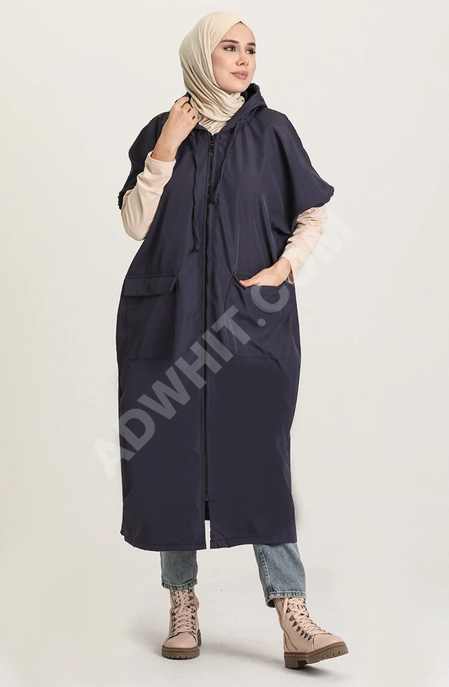 جاكيت نسائي مطري طويل واسع للمحجبات 