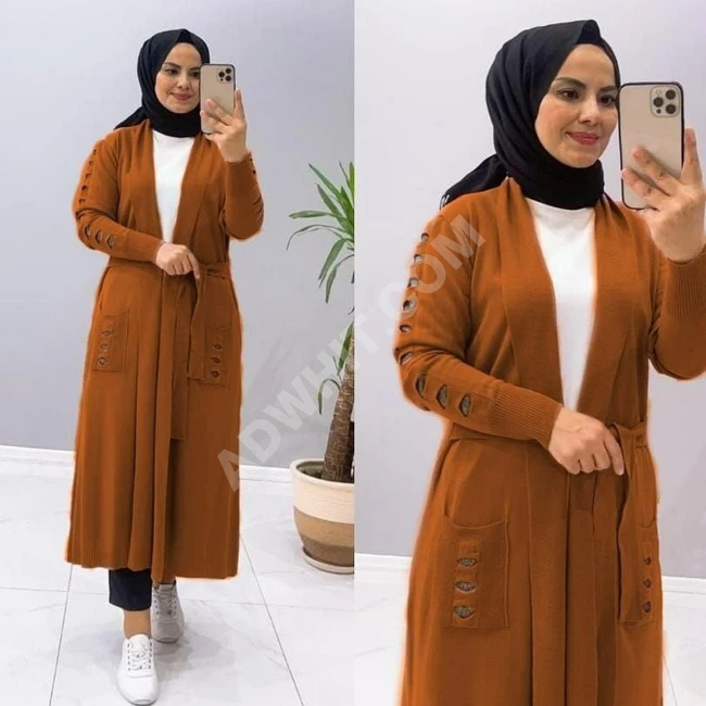 جاكيت صوف نسائي طويل 