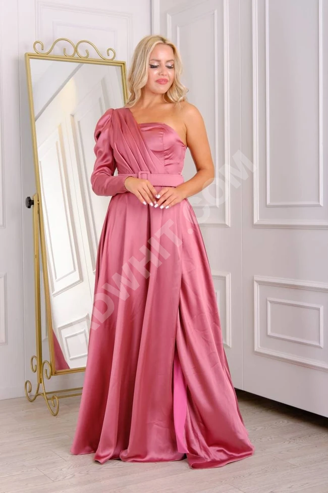 فستان سهرة نسائي طويل ساتان 