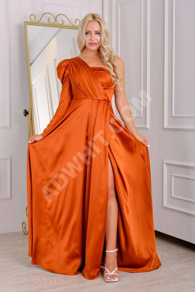 فستان سهرة نسائي طويل ساتان 