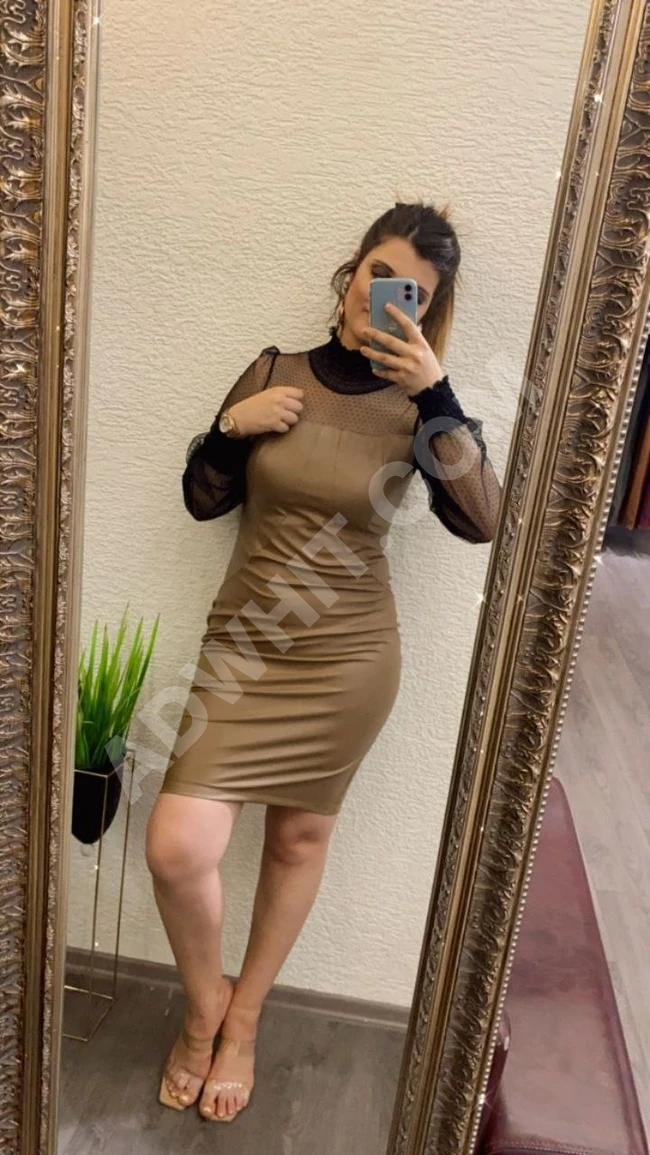 فستان جلد نسائي قصير 