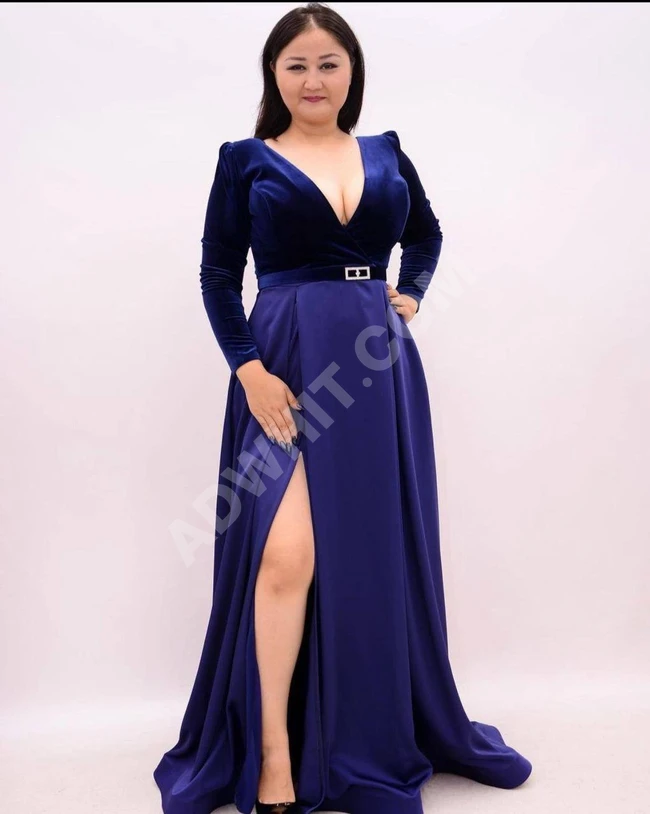 فستان سهرة مخمل طويل 