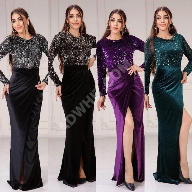 فستان سهرة نسائي مخمل طويل