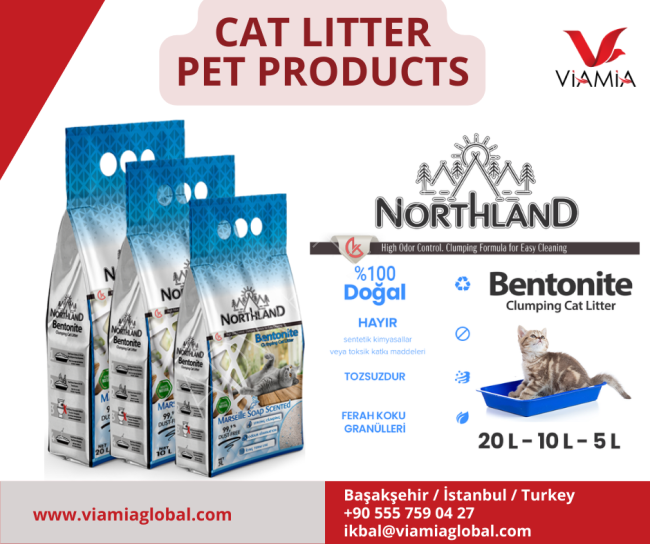رمل لفضلات القطط بالرائحة وبدون الرائحة cat litter صناعة تركية