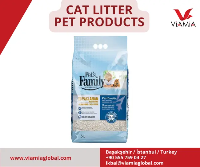 رمل لفضلات القطط بالرائحة وبدون الرائحة cat litter صناعة تركية