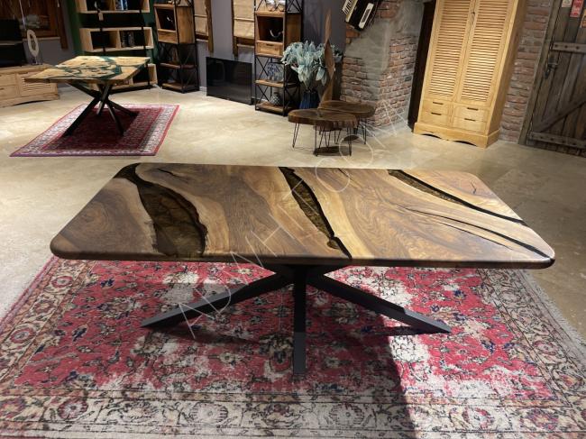 Versatile epoxy walnut wood table
