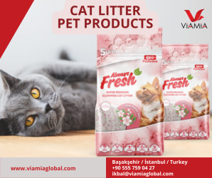 رمل لفضلات القطط بالرائحة وبدون الرائحة cat litter صناعة تركية