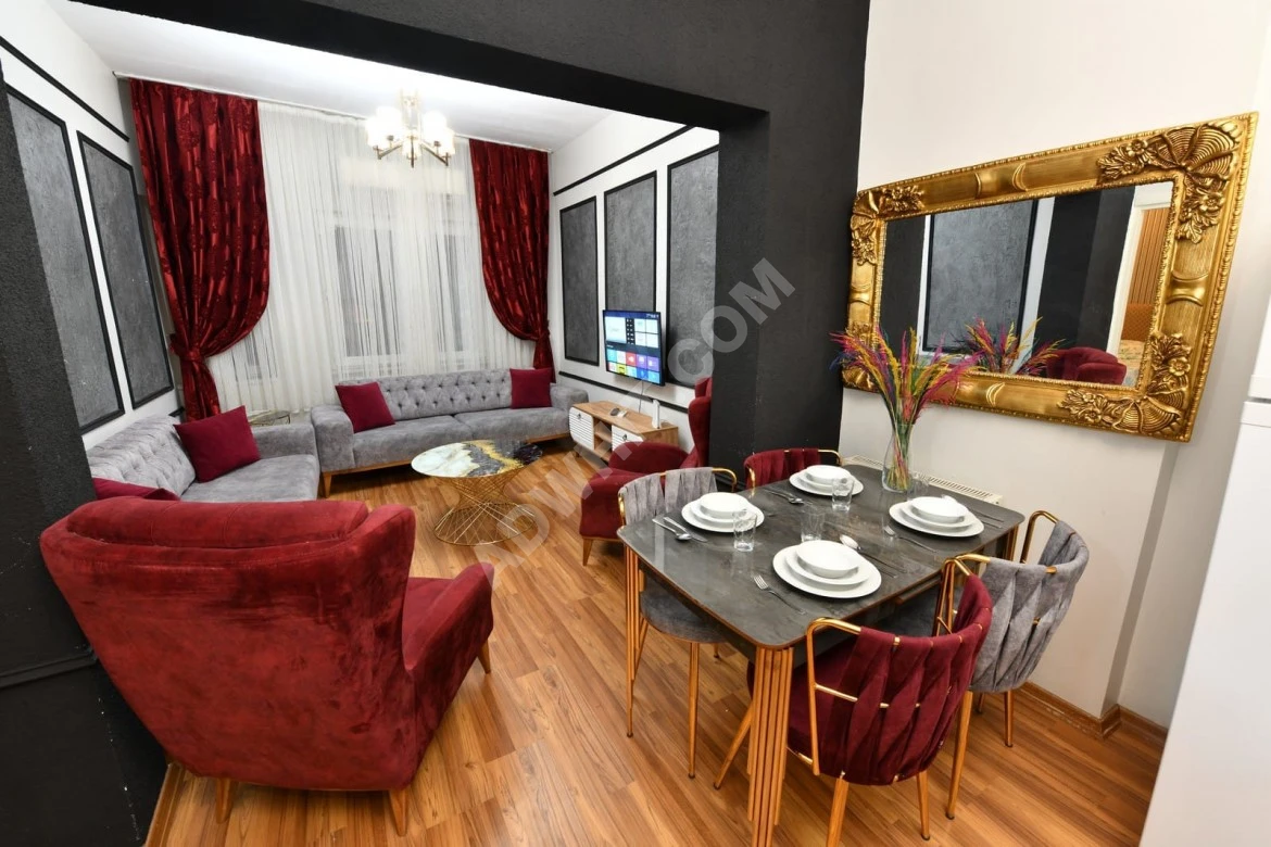 Luxurious furnished apartment {3+1} for tourist rent behind Sisli