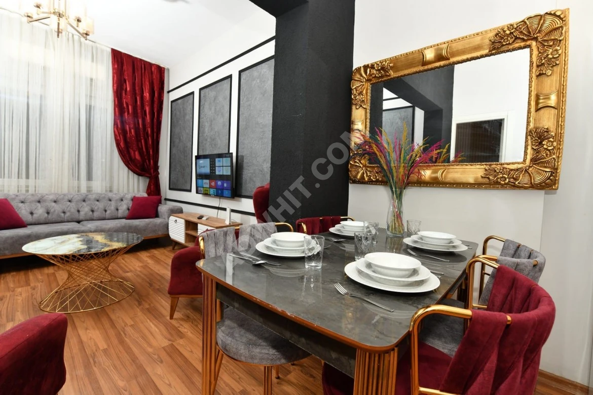 Luxurious furnished apartment {3+1} for tourist rent behind Sisli